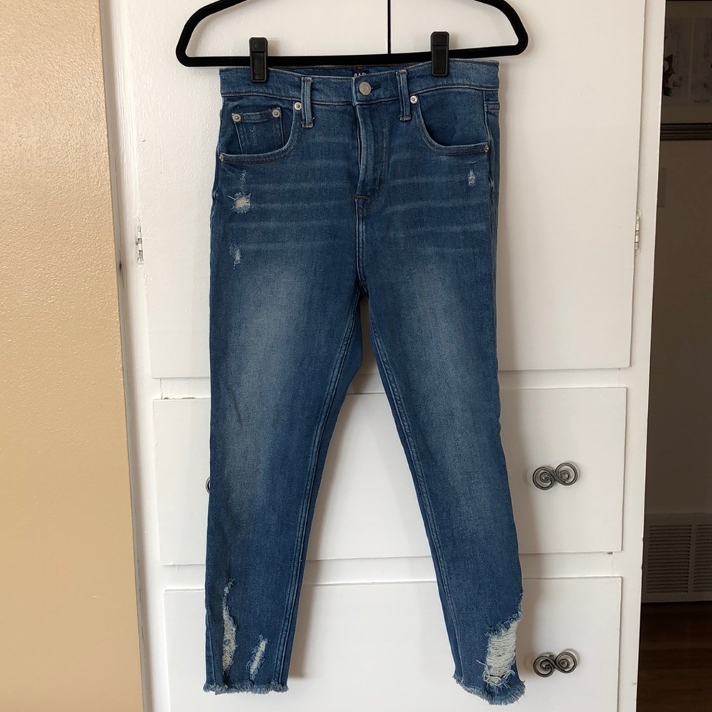 Gap Denim Destructive Skinny Jeans Sz R27 - Picture 1 of 7